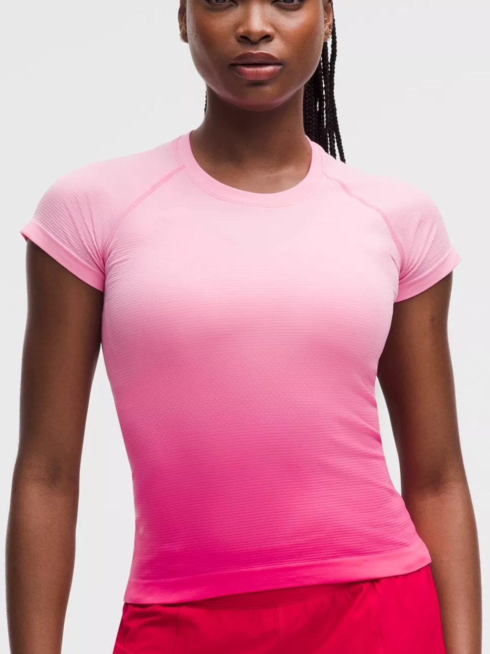 Lululemon Swiftly Tech Short-Sleeve Shirt Waist Length Ombre Strawberry
